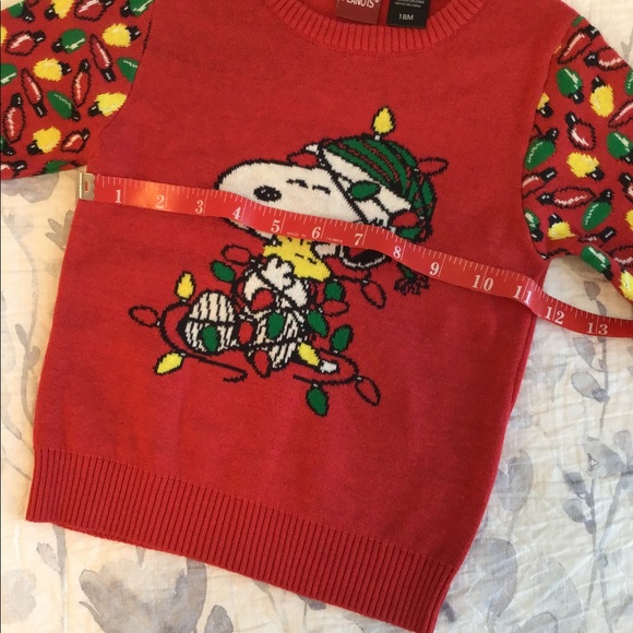 NWT Peanuts Snoopy and Woodstock Holiday Lights Sweater 18 mos - Picture 6 of 7